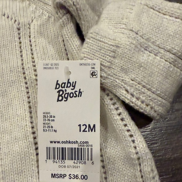 NWT Baby bgosh Kids Cream Knit Cardigan Set size 12 months 10:24 - Picture 2 of 2